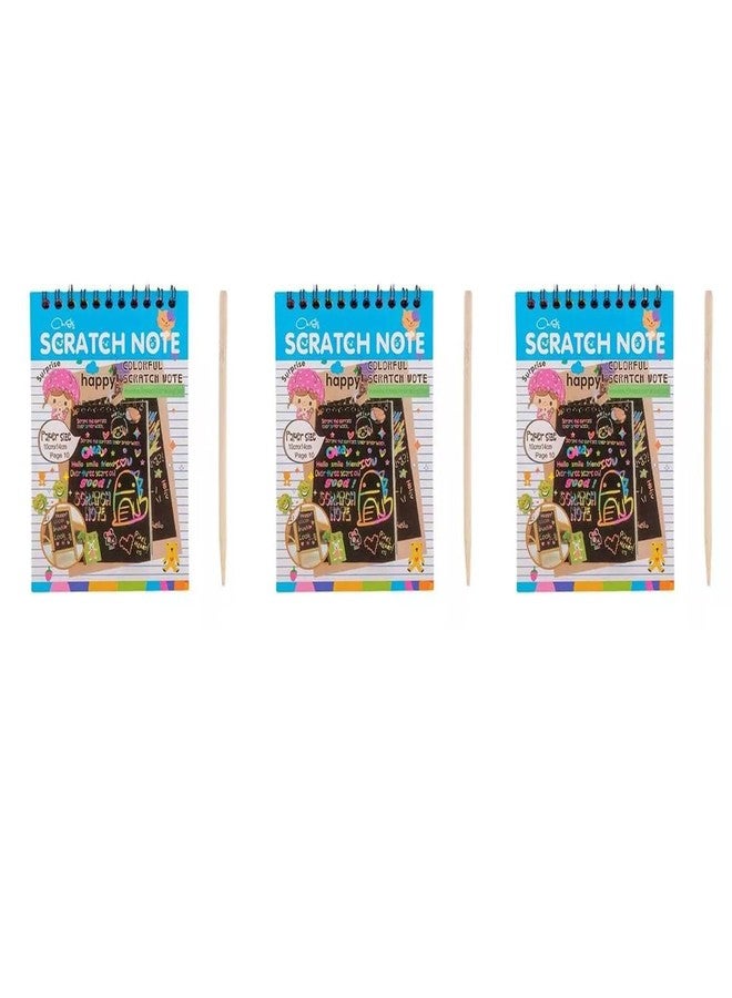 PRIMEFAIR Scratch Art Notebook Kids Rainbow Colorful Scratch Art Kit Drawing Painting Paper Notebook with Drawing Stick Gift (Pack of 3) - Image 1
